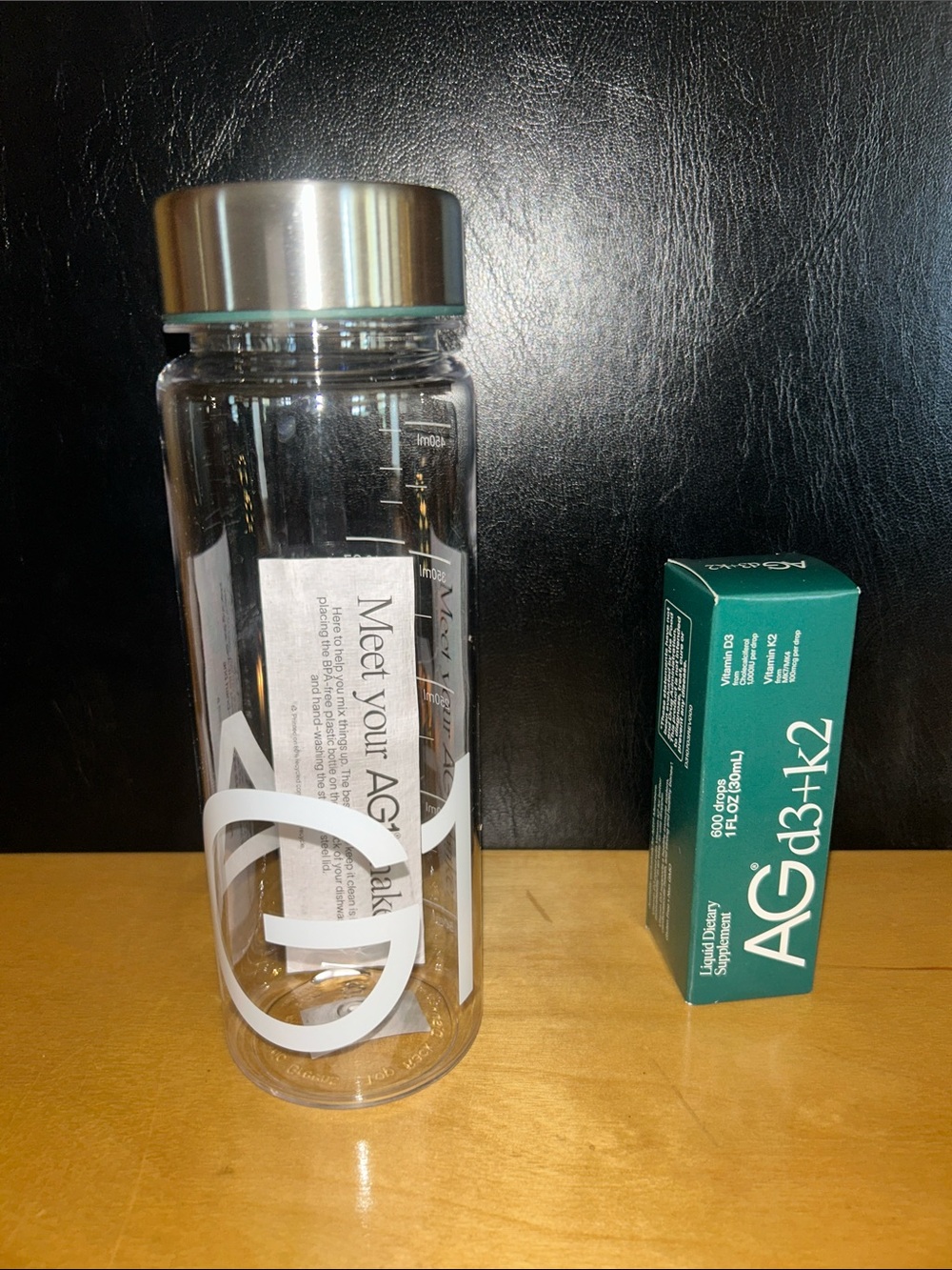 AG 1 Authentic Athletic Greens Shaker Bottle and D3+k2 Vitamins (exp 3/26) *NEW*